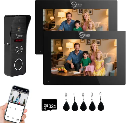 Vista 14 de ANJIELO SMART Timbre de video con cable con monitor interior, sistema de intercomunicación de video con cable, audio bidireccional, detección