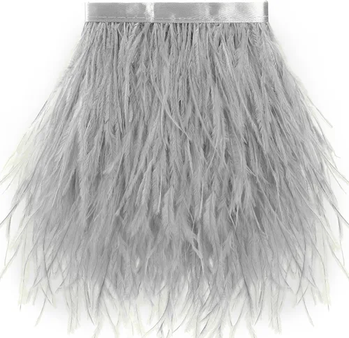 Vista 26 de Soarer Flecos de plumas de avestruz beige - 1,8 m, 12-18 cm, para manualidades de costura, ropa, joyería, decoración de bodas y fiestas en casa