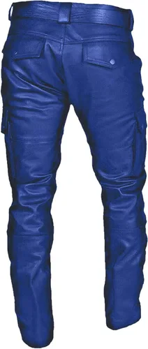 Vista 2 de AITEQY Pantalones grandes y altos de piel sintética para hombre, pantalones deportivos góticos con parte delantera plana, pantalones de discoteca