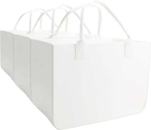 Vista 9 de Bolsa de fieltro, bolsas reutilizables grandes, bolsa de comestibles resistente con asas, bolsas de fieltro para compras, Gris oscuro 3 piezas