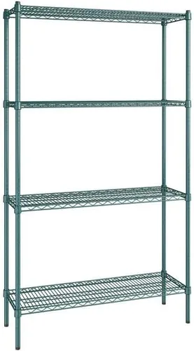 Vista 336 de Kit de 4 estantes de epoxi verde NSF de 21 x 72 pulgadas con postes de 86 pulgadas, estantería de almacenamiento resistente, kit de estantería