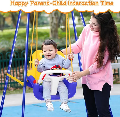 Vista 7 de Columpio 3 en 1 para niños pequeños, columpio plegable para interiores y exteriores para bebé, columpios multifuncionales para niños de 6 meses