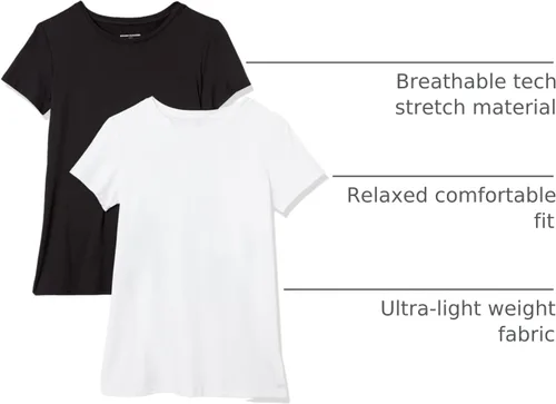 Vista 53 de Amazon Essentials Camiseta de manga corta con cuello redondo para mujer, de secado rápido, para entrenamiento, gimnasio, paquete múltiple