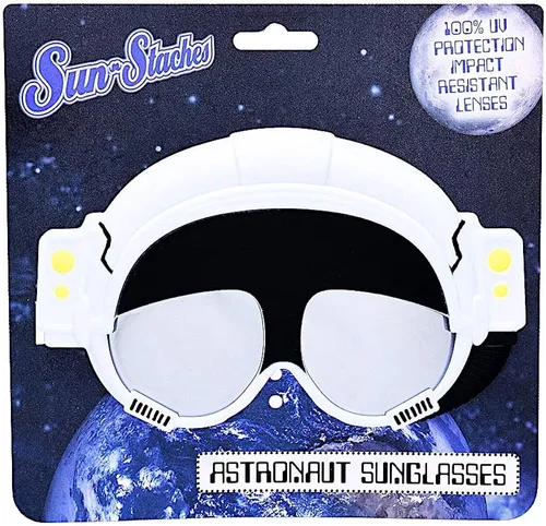 Vista 2 de Sun-Staches - Gafas de sol para fiesta con astronauta UV400 color blanco gris