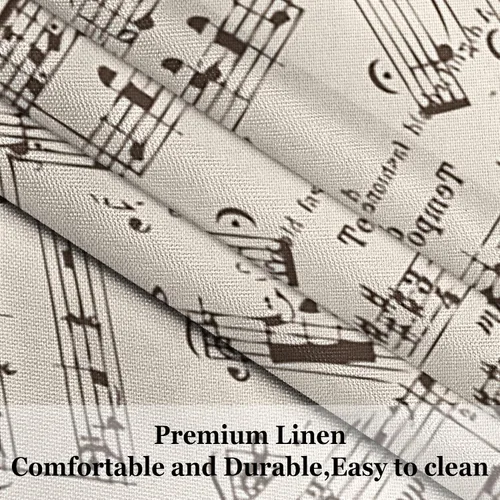 Vista 4 de Mantel de notas musicales retro, mantel rectangular de lino para decoración de fiestas musicales, suministros de comedor, cocina, decoración