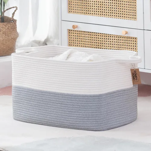 Vista 56 de COMFY-HOMI Cestas de almacenamiento de 11.5 x 7.5 x 4.7 pulgadas para organizar, cesta tejida de cuerda de algodón, caja de almacenamiento de marrón