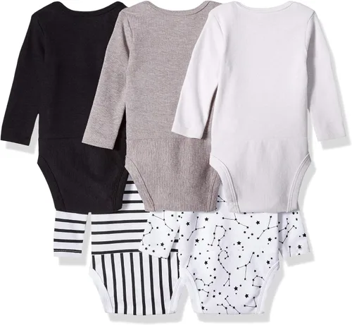 Vista 2 de Hanes Baby Long Sleeve Bodysuit, Ultimate Flexy Bodysuits Boys & Girls, 5-Pack