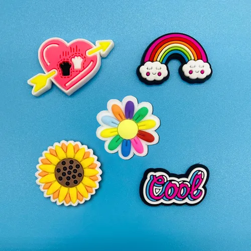 Vista 3 de 30 45 50 dijes para zapatos para Crock Girl Pink Peace Love Fast Food Mexicano Shoe Decor Charms para pulseras, sandalias, accesorios de decoración