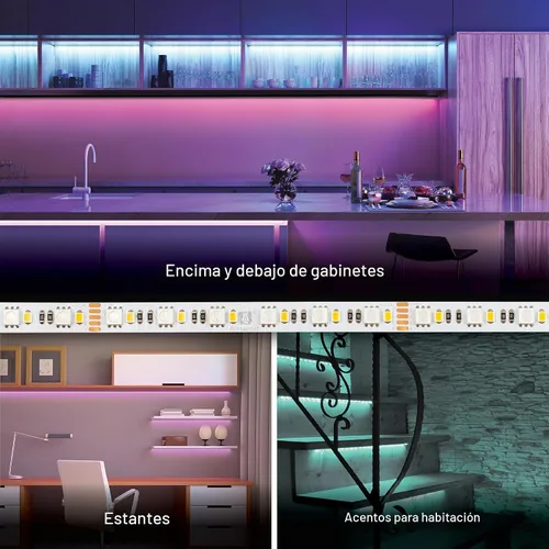 Vista 7 de Armacost Lighting RibbonFlex Pro - Cinta de luz LED multicolor y blanca de 60 + 60 LEDs/m, 8.2 pies (8.2 ft) (624210)