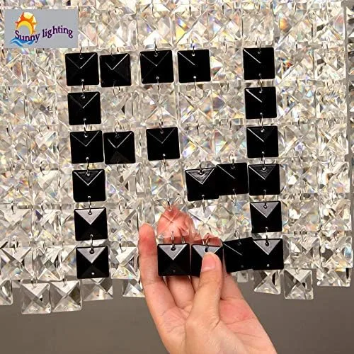 Vista 6 de Demeanor Candelabros LED para comedor 100 % K9, luz de cristal, color negro, F, rectangular, candelabro, curva, hotel, villa, luminosidad moderna