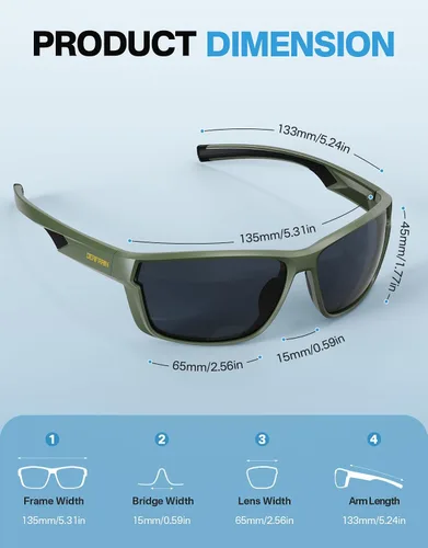Vista 2 de DEAFRAIN Lentes de sol deportivos polarizados para hombres y mujeres, ideales para correr, pescar, conducir, marco irrompible con protección UV