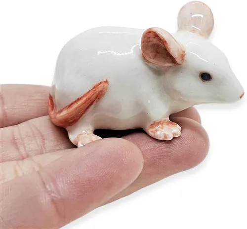 Vista 14 de WitnyStore Pequeña figura de ratón negro de 1¾ pulgadas de largo, hecha a mano, hecha a mano, de cerámica, rata, roedor, animales, porcelana