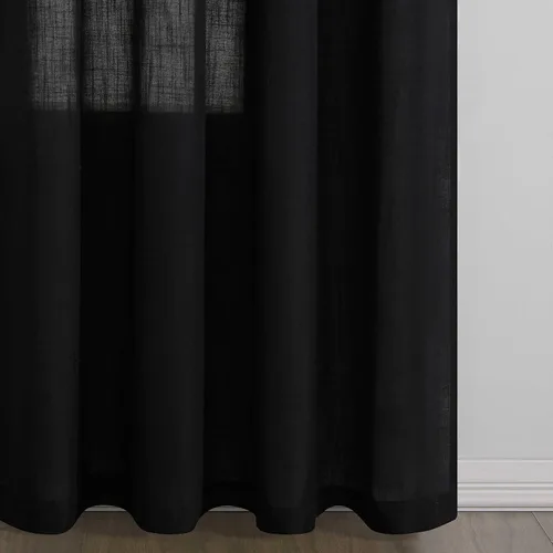 Vista 7 de Cortinas de lino negro para dormitorio y sala de estar de 84 pulgadas de largo, juego de 2 paneles, para habitación de niños, filtro de luz