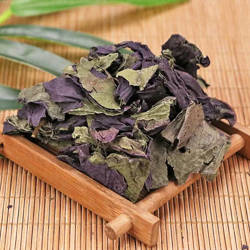 Vista 2 de Hoja de perilla morada; hojas de perilla; hojas de perilla secas; Zi Su Ye; Shiso; Albahaca; hojas de albahaca; Perillae de folio seco Zi Su Ye