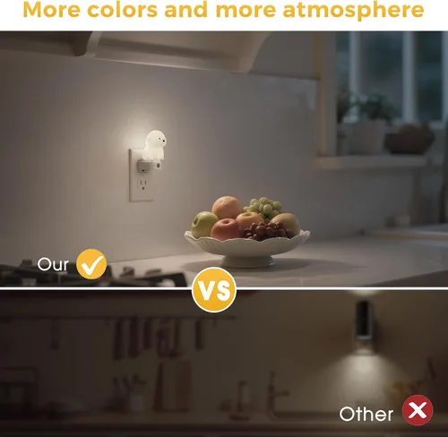 Vista 5 de L LOHAS LED - Luz nocturna enchufable para niños, luces nocturnas 3D de cachorros lindas con sensor de atardecer a amanecer, 1600K/2700K/5000K 3CCT