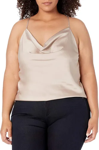 Vista 5 de The Drop Christy - Camiseta elástica sedosa con cuello de vaca para mujer