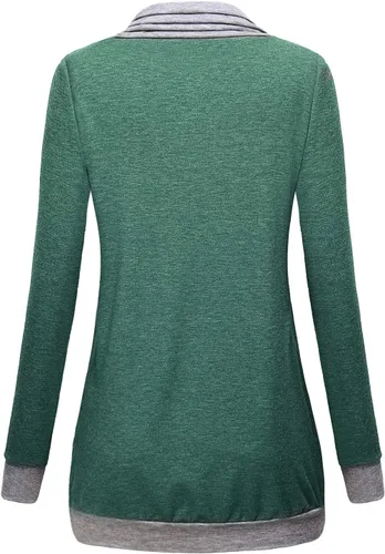 Vista 2 de Sudadera casual tipo túnica con cuello vuelto y manga larga para mujer
