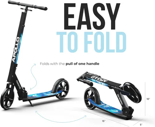 Vista 3 de APOLLO Patín plegable para adultos, adolescentes y niños a partir de 6 años con ruedas grandes (XXL), scooters plegables con opciones de rueda