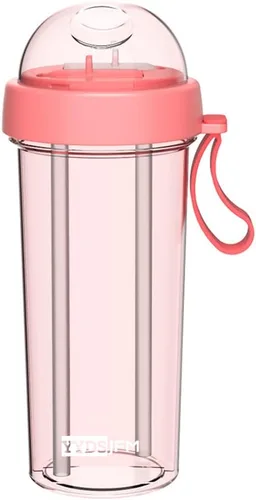 Vista 2 de Taza de agua creativa, una taza de dos bebidas diferentes, dos pajitas, para exteriores, para acampar, senderismo, mochileros, viajes, oficina