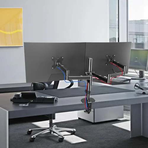 Vista 7 de Pholiten Soporte de escritorio para monitor largo doble para pantalla de 13