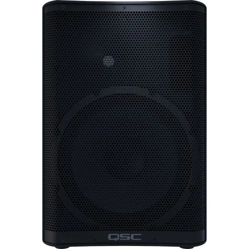Vista 2 de QSC CP12 Altavoz bidireccional de 12 pulgadas y 1000 W con DSP (par) con soporte de altavoz de acero Auray SS-47S-PB con estuche y 2 cables XLR-XLR