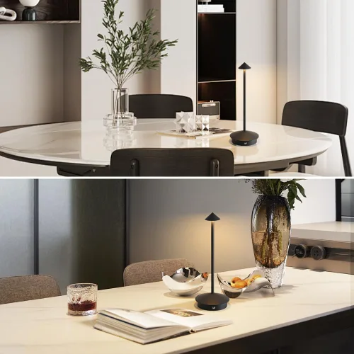 Vista 2 de Paquete de 2 lámparas de mesa inalámbricas de aluminio, lámparas de mesa recargables de 6000 mAh, lámpara LED táctil portátil, lámparas de mesa Negro