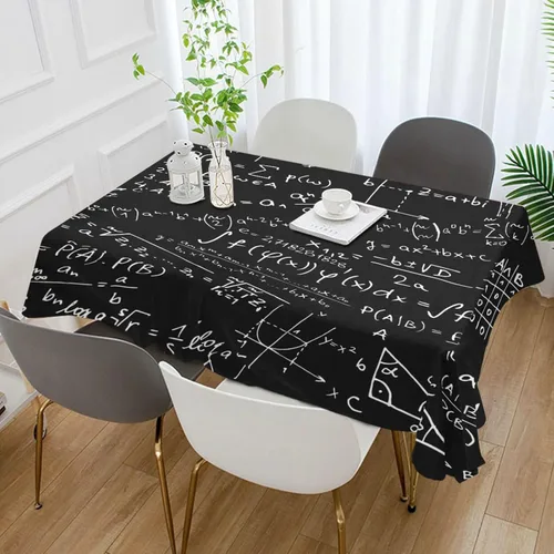 Vista 5 de YETTASBIN Mantel cuadrado creativo negro matemático, impermeable, resistente a las manchas, a las arrugas, lavable, de poliéster, para picnic, cena