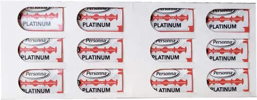 Vista 4 de Personna Platino Rojo Cromo Doble Filo Acero Inoxidable 100 Cuchillas 20BX