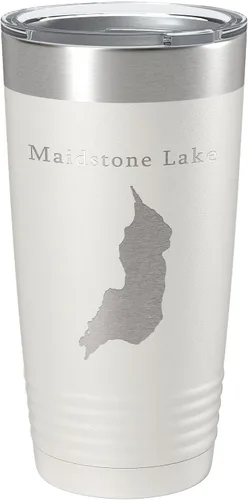 Vista 13 de Maidstone Lake Map Tumbler Travel Mug Insulated Laser Engraved Coffee Cup Vermont 20 oz Black