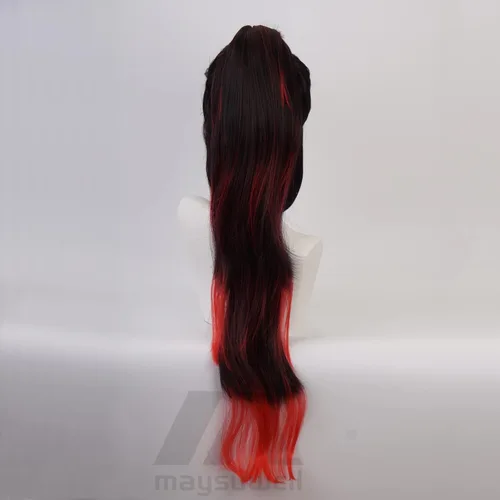 Vista 5 de maysuwell Peluca de pelo largo colorido de anime Demon Slayer Kokushibou Cosplay Pelucas para hombres y mujeres para Halloween, carnaval, fiesta