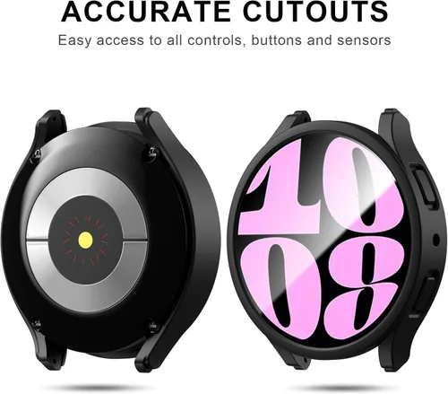 Vista 2 de [2+4] Paquete de protectores de pantalla para Samsung Galaxy Watch 6 de 1.575 pulgadas, JZK 2 funda protectora de policarbonato duro + 4 protectores