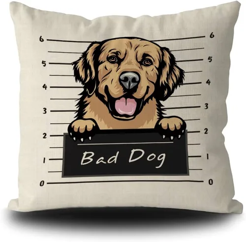 Vista 12 de Fundas de almohada de perro pastor alemán de 16 x 16 pulgadas, decoración de animales de perro malo, fundas de almohada de lino para sofá