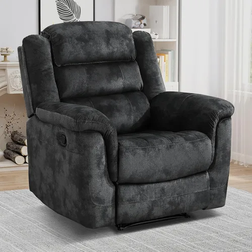 Vista 14 de EBELLO - Silla reclinable manual, sofá reclinable de tela suave con apoyabrazos y respaldo acolchado para sala de estar, dormitorio, color marrón