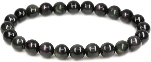 Vista 12 de Keleny Gem - Pulsera elástica de piedras semipreciosas con cuentas redondas de 8 mm, 7 pulgadas, unisex Ágata de encaje azul de grado A