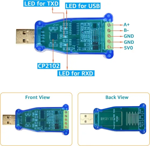 Vista 2 de DSD TECH SH-U10 Convertidor USB a RS485 para Modbus