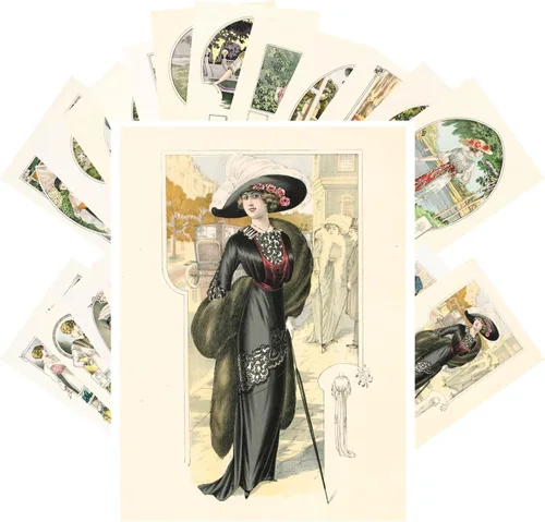 Vista 12 de PIXILUV Postales vintage (24 piezas de 4 x 6 pulgadas cada una) Retratos pacíficos de Art Nouveau de hermosas mujeres florales en vestidos fluidos