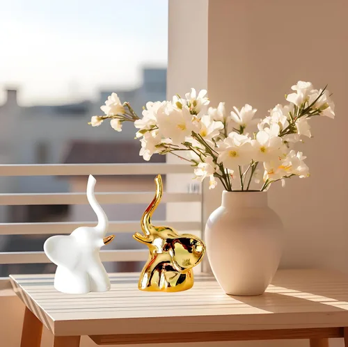 Vista 7 de Decoración del hogar para estantes, estatuas de elefante, 1 par, pequeños detalles decorativos para estantes, mesa de oficina, estantería