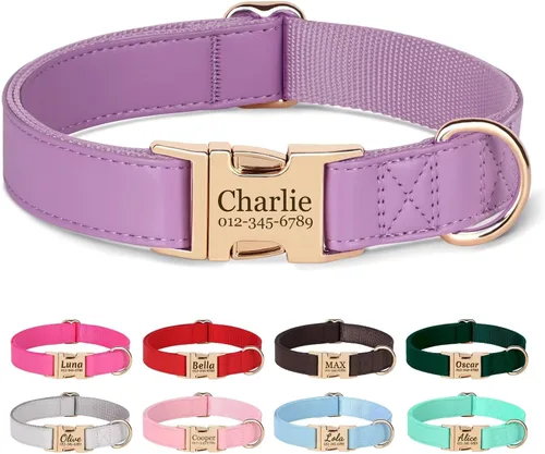 Vista 11 de Collares para perros personalizados de PET ARTIST, collar para perro grabado personalizado con etiqueta de nombre silenciosa, hebilla de liberación