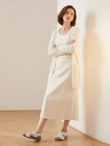 Vista 2 de SHIBEVER Sandalias planas para mujer, cómodas y elegantes, con soporte de arco ortopédico, puntera abierta, sandalias de verano para caminar