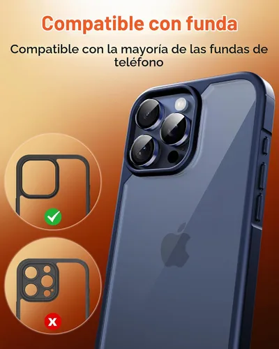 Vista 7 de TOCOL Protector de lente de cámara para iPhone 15 Pro Max / iPhone 15 Pro, protector de lente de cámara de vidrio templado HD individual resistente