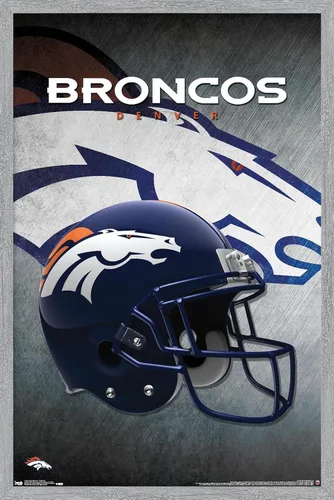 Vista 14 de Trends International NFL Denver Broncos - Póster de pared con casco 16, 14.725 x 22.375 pulgadas, versión enmarcada de madera de granero Versión