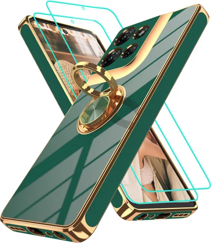 Vista 346 de Funda para Motorola Moto G 5G 2024: Funda Moto G Play 5G 2024 con 2 piezas de protectores de pantalla, soporte de anillo de rotación de 360°