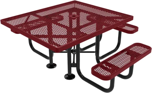 Vista 137 de COATEDOUTDOORFURNITURE Mesa de picnic cuadrada de 46 pulgadas, expandida, color negro