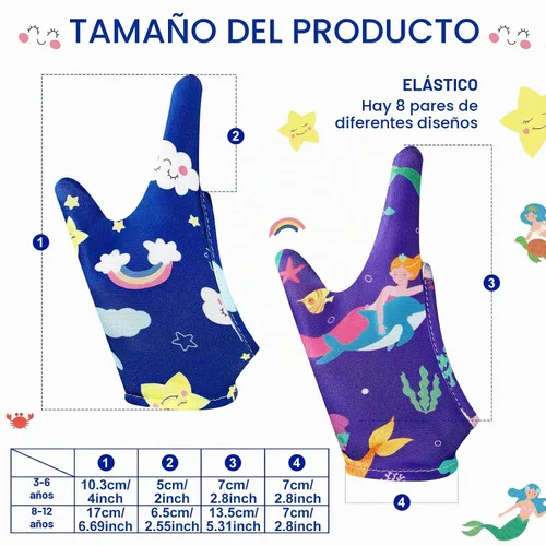 Vista 2 de Janmercy 16 Piezas Protector para Dejar de Chuparse el Dedo para Niños Guantes Masticables Transpirables Protector de Pulgar para Morderse las Uñas