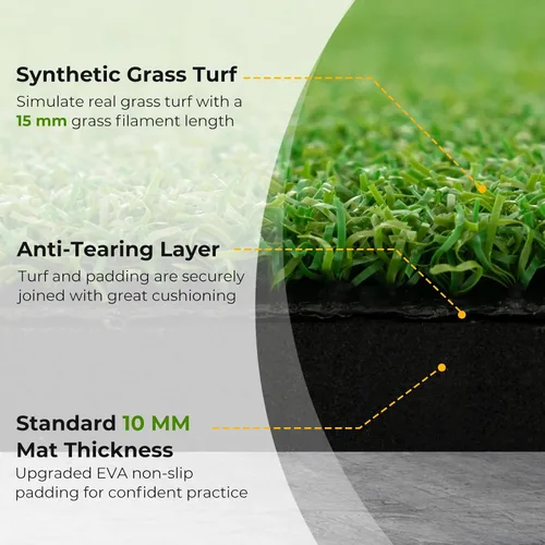 Vista 2 de Tangkula Tapete de golf para golpe, tapete de césped artificial para práctica de golf interior/exterior, incluye 2 camisetas de goma y 2 palos