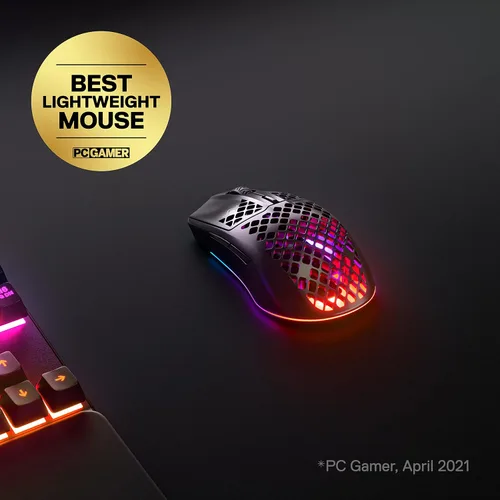 Vista 4 de SteelSeries Aerox 3 Wireless - Mouse para juegos súper ligero - Teclado para juegos Onyx y Apex 3 TKL RGB - Factor de forma compacto sin llave
