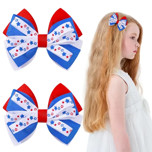Vista 11 de YHXX YLEN Pinzas para el cabello para niñas, 2 unidades Cuadros con purpurina de 3 pulgadas