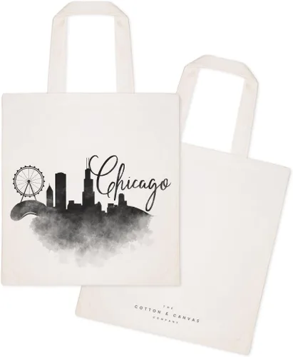 Vista 3 de The Cotton & Canvas Co. Bolso de hombro reutilizable para paisaje urbano, recuerdo, playa, compras y viajes Chicago