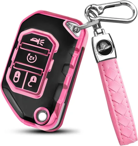Vista 11 de QBUC Funda para llavero Jeep con llavero (negro)