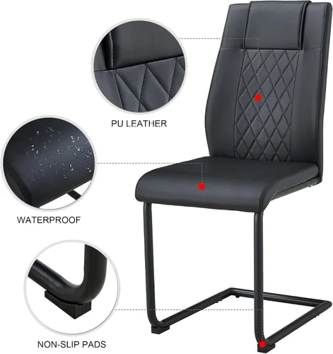 Vista 6 de gopop Juego de 4 sillas de comedor, modernas sillas de cocina y comedor con patas de metal galvanizado, sillas laterales tapizadas para comedor